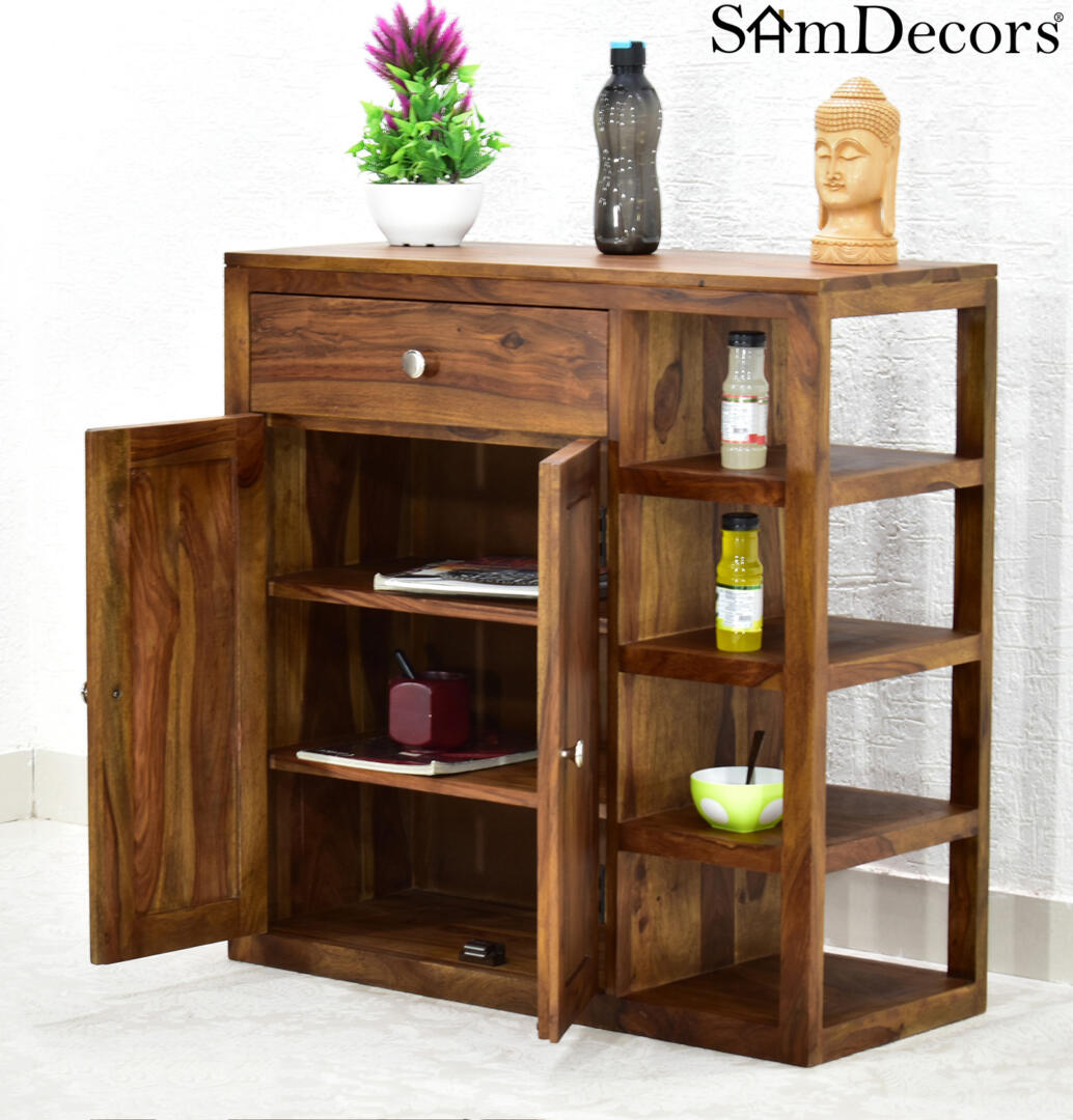 Jean Multipurpose Cabinet/Shoe Rack - Natural Teak - Image 3